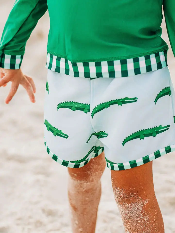 Green Alligator Swim Shorts